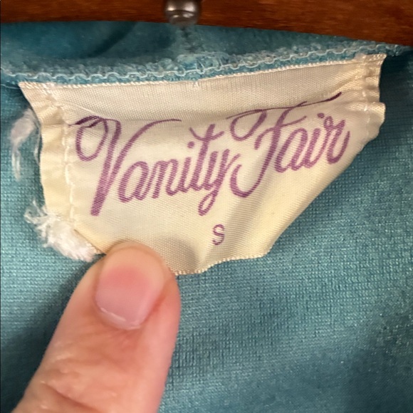 Vanity Fair sz S Vintage Blue Robe with White Trim euc - Picture 6 of 10
